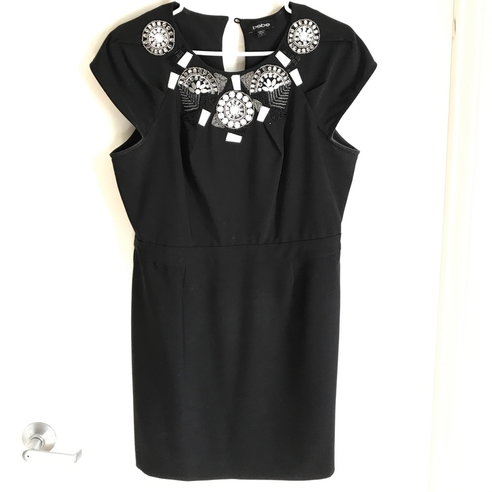 Bebe black embellished mini dress