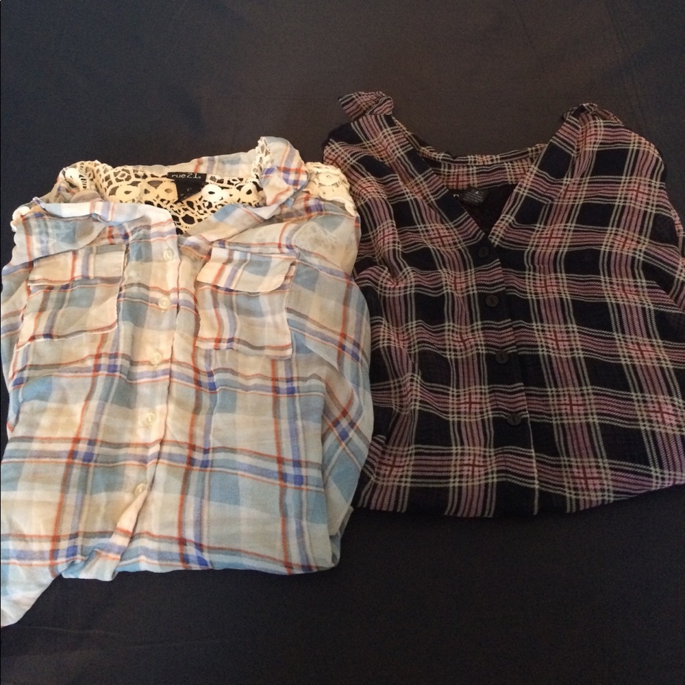 Set of two Front Tie Sheer Button Down