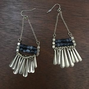 Chandelier gold and blue earrings
