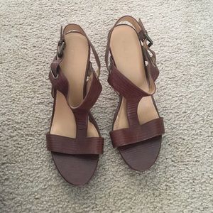Brown leather heeled sandals