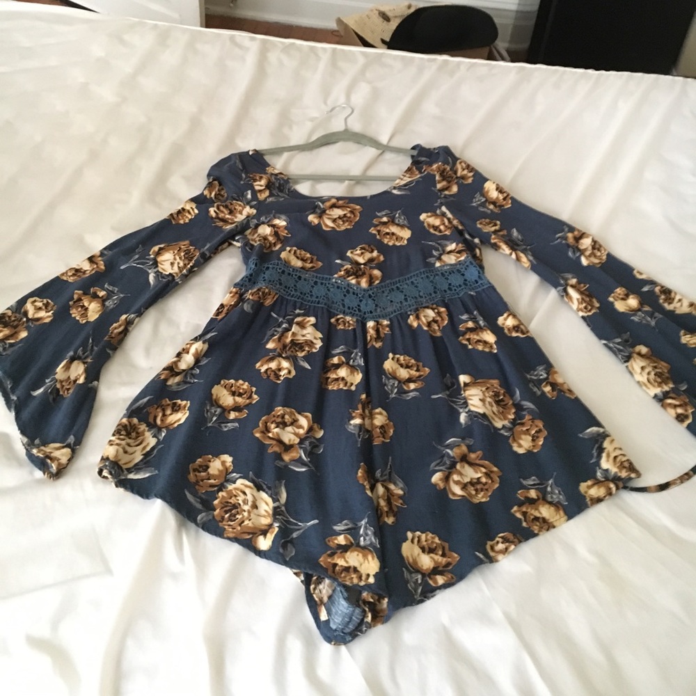 Blue floral romper