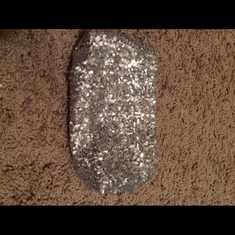 Silver sequin clutch