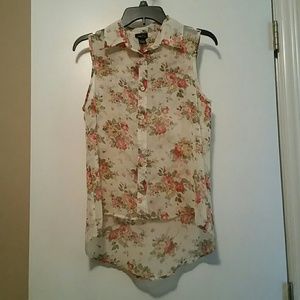 Rue21 Floral Hi-low Sheer Tank Top