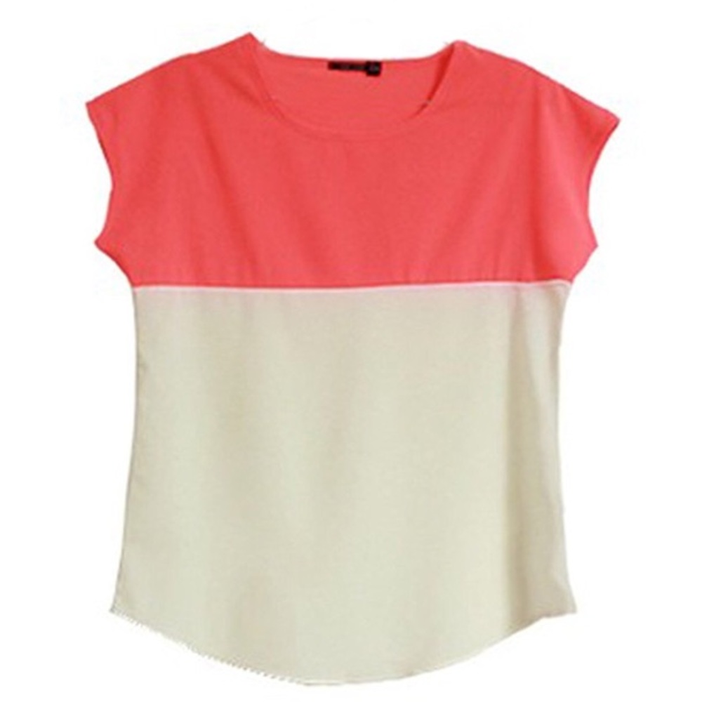 🍉 Cute Neon Summery Chiffon Color-block Blouse 🍉