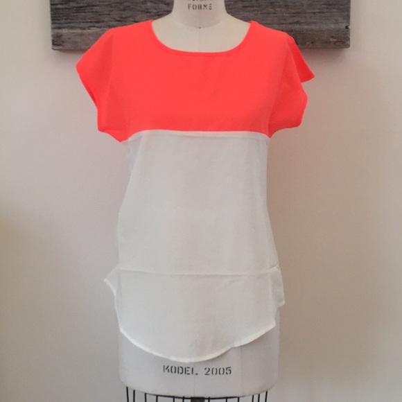 🍉 Cute Neon Summery Chiffon Color-block Blouse 🍉 - Picture 2 of 8