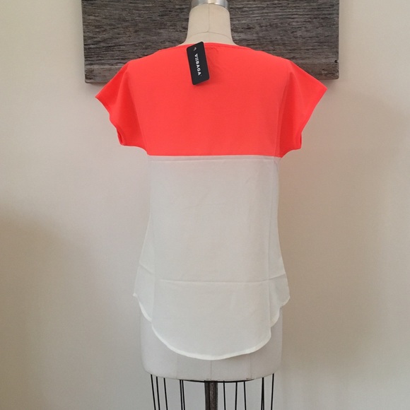 🍉 Cute Neon Summery Chiffon Color-block Blouse 🍉 - Picture 5 of 8