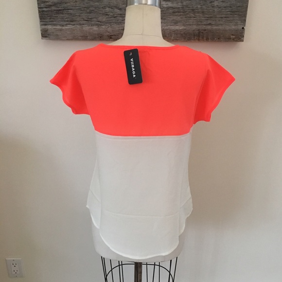 🍉 Cute Neon Summery Chiffon Color-block Blouse 🍉 - Picture 6 of 8