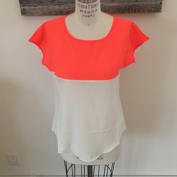 🍉 Cute Neon Summery Chiffon Color-block Blouse 🍉 - Picture 7 of 8