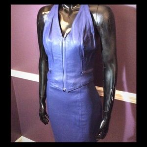 Wilson's Blue Leather Vest & Pencil Skirt size 6