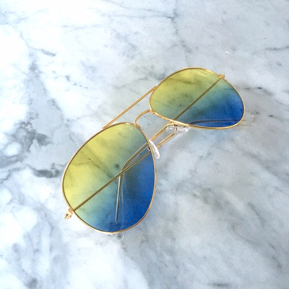 Oversized Ombré Sunglasses in Blue and Yellow☀️