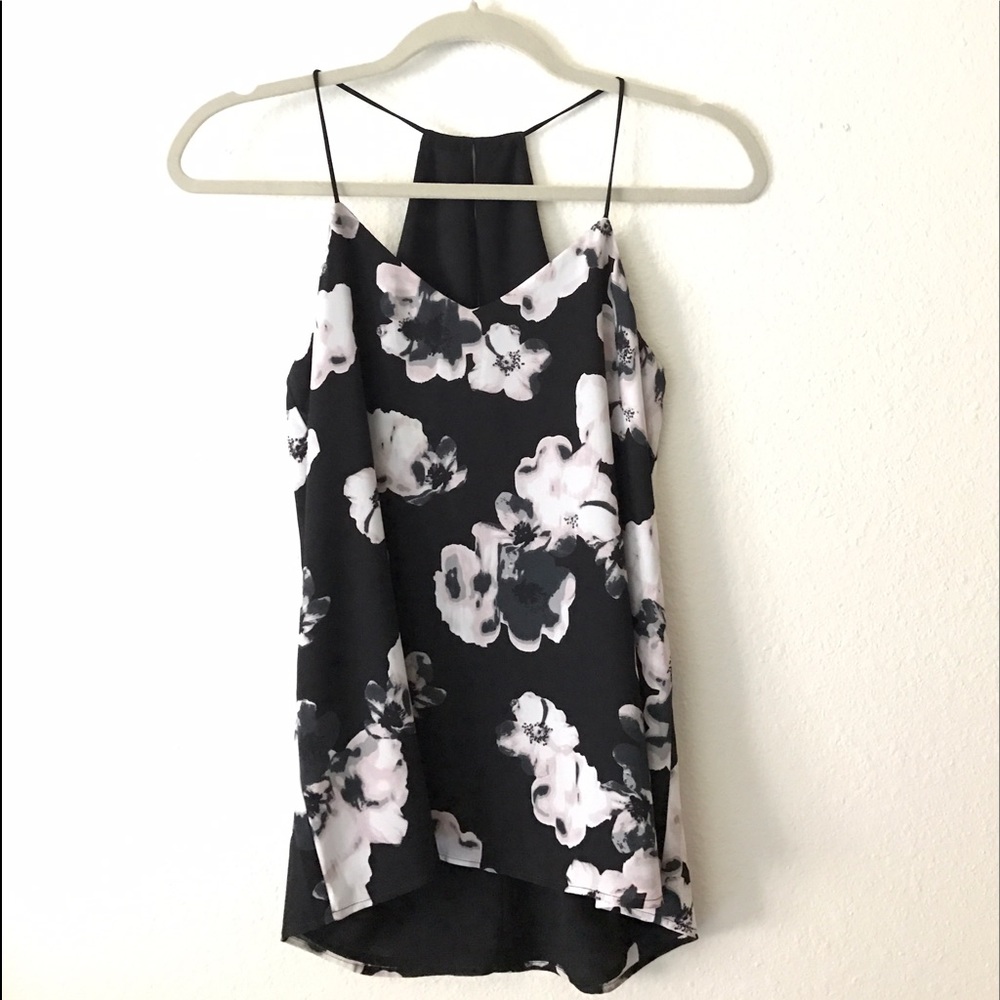 Black Barcelona cami with floral pattern