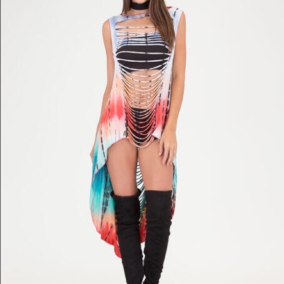 Tie-Dye Top high low very beautiful top. - Picture 3 of 4