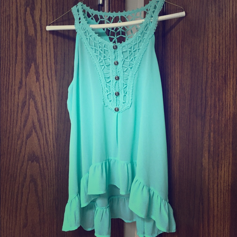 Blouse with Lace and Ruffle Detail