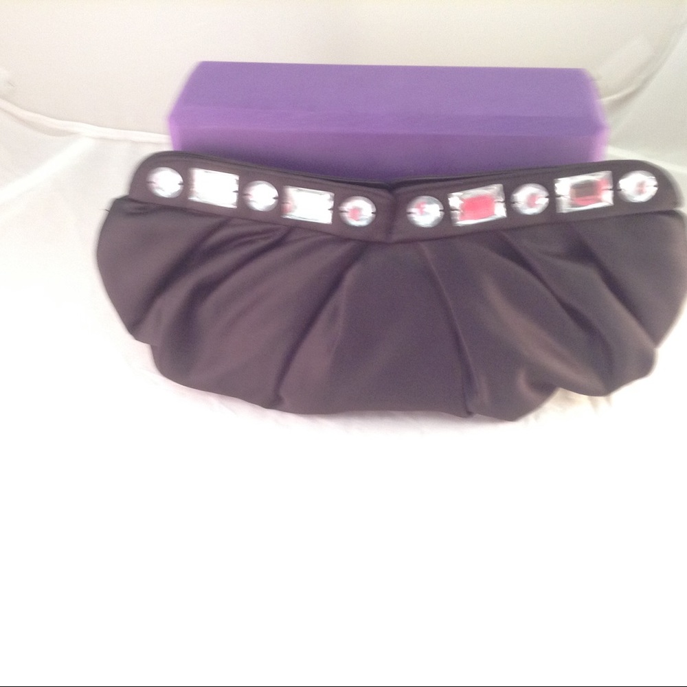 Black clutch with faux geometric gems