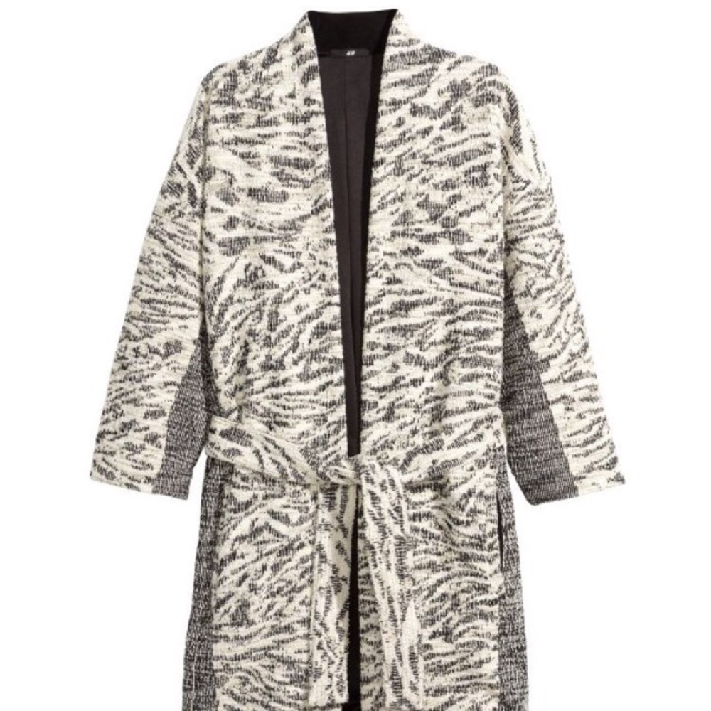 H&M Tweed Patterned Robe Coat XS