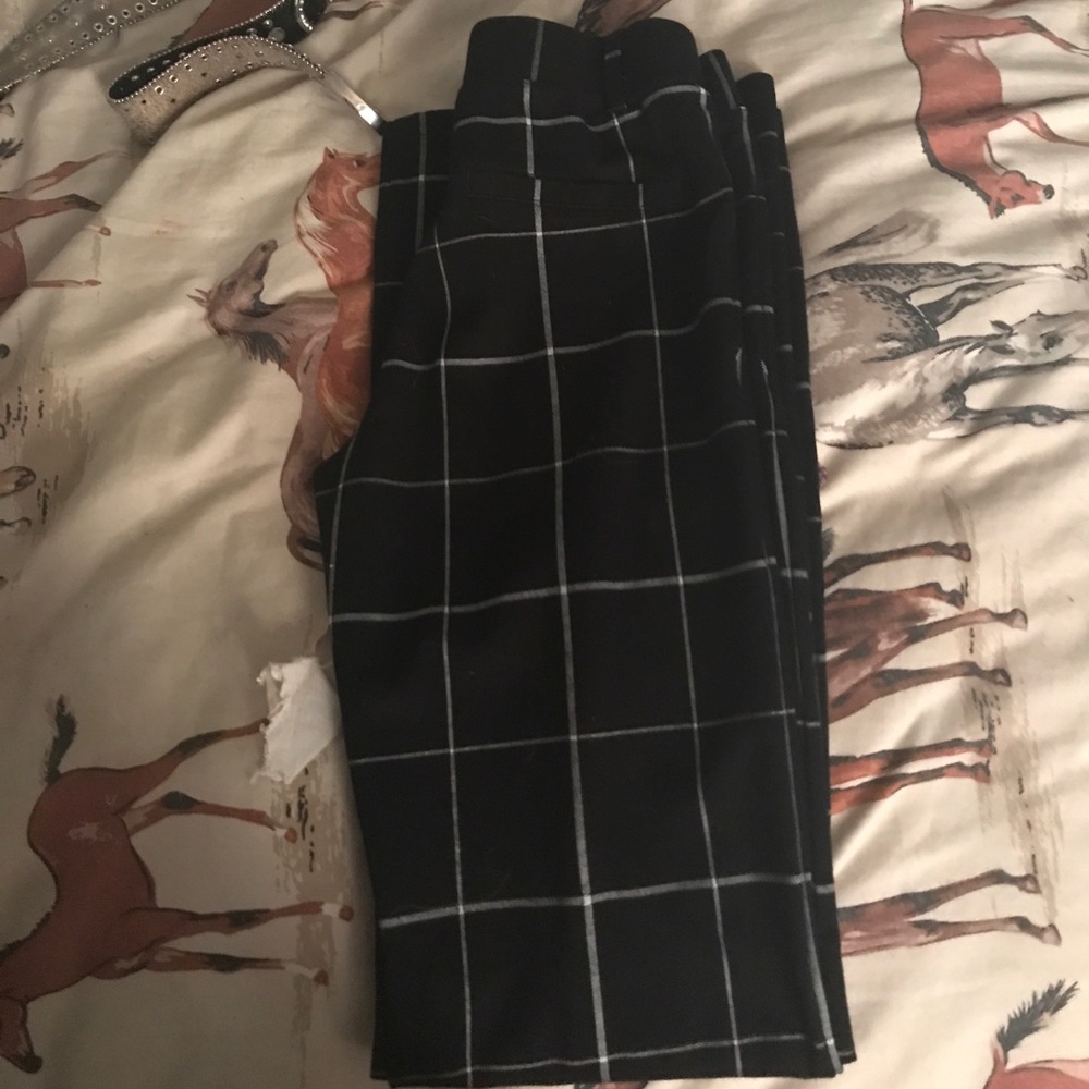 Black windowpane dress pants
