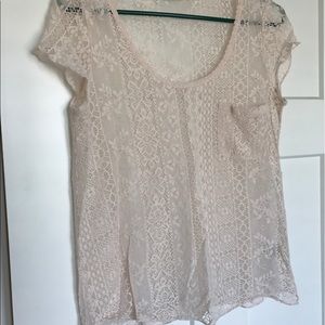 Urban Outfitters blush pink lace tee