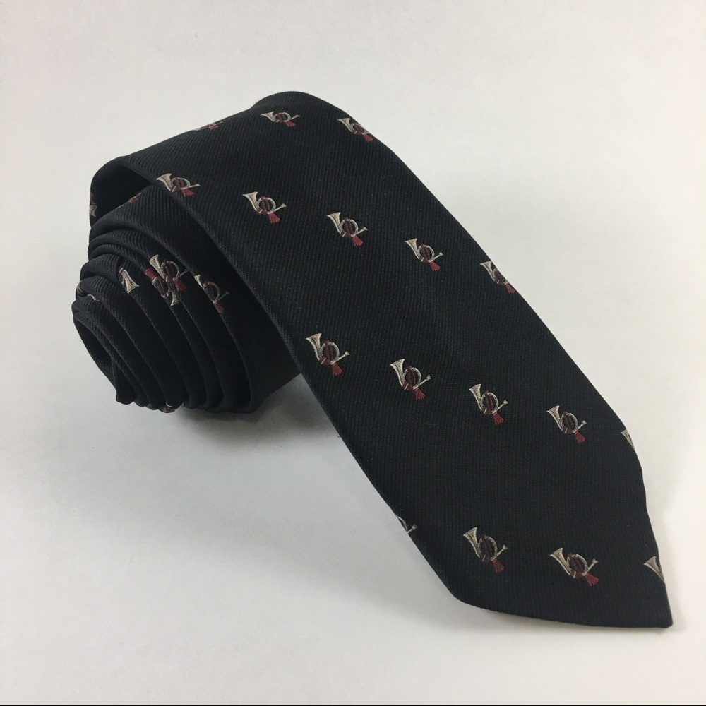 Austin Reed Horn Bugle Music Skinny Tie Black
