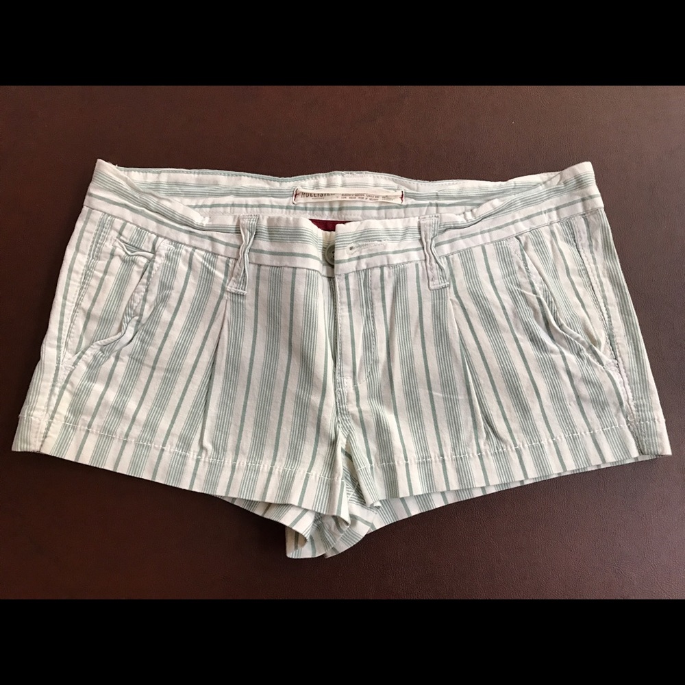 Hollister green and white striped shorts!