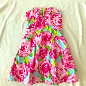 Lily Pulitzer Roses Strapless Dress