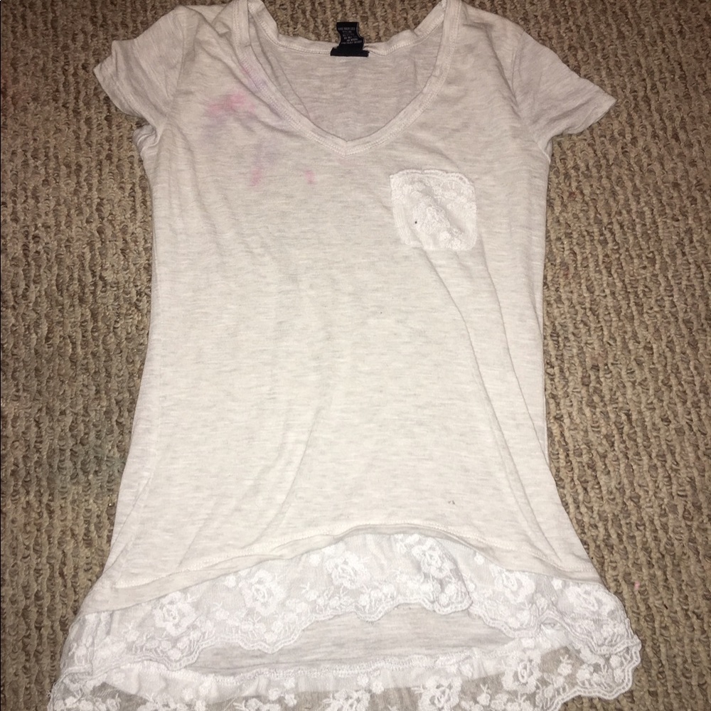 Cream top with lace bottom
