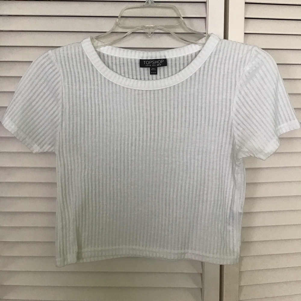 TopShop ribbed white crop tee top US6