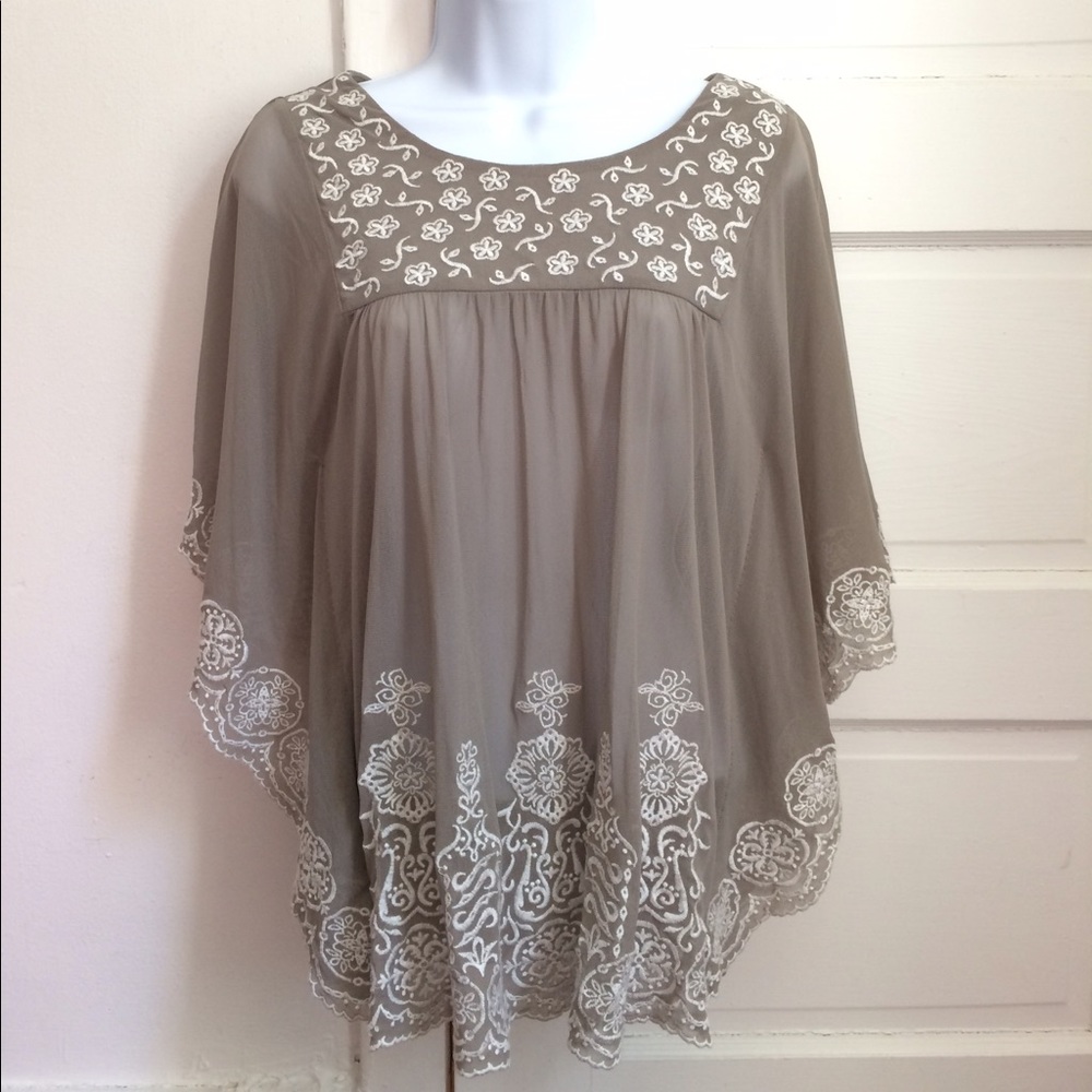 Inc International Concepts Grey Embroidered Tunic