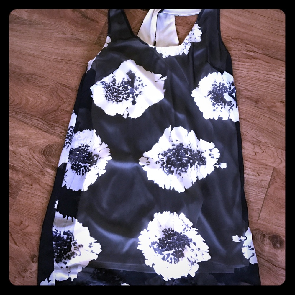 Black with creme flower dress