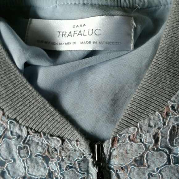 ZARA TRAFALUC BLUE LACE BOMBER JACKET - Picture 3 of 4