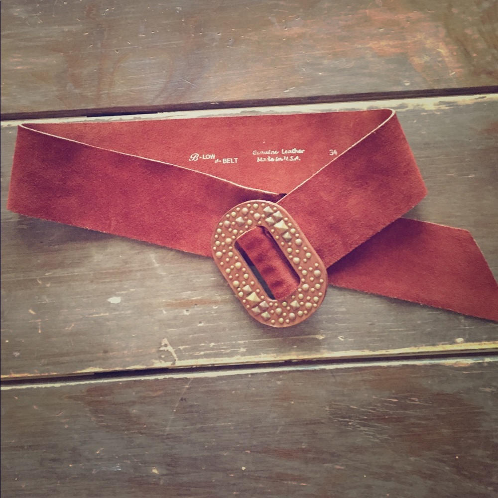 Rusty colored Wide buckled Genuine Leather Belt
