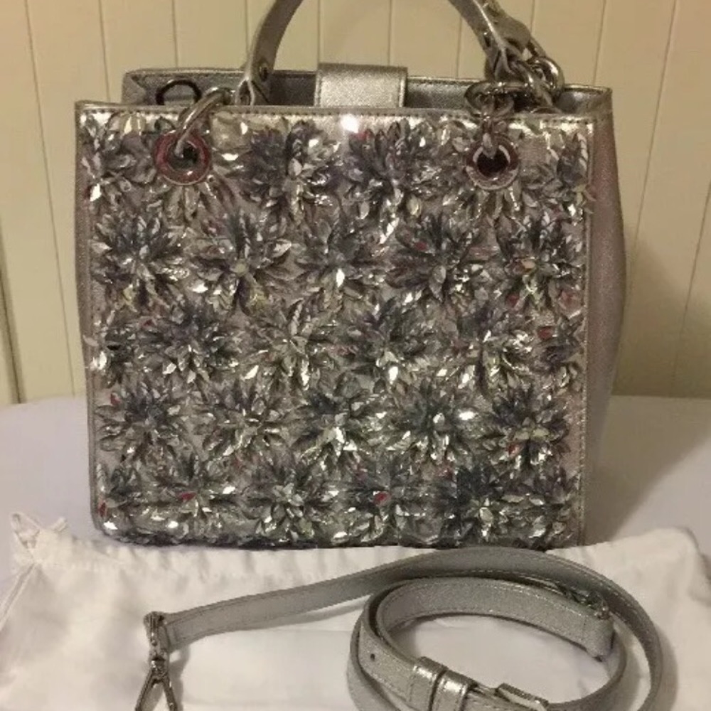 Michael Kors Flora Burst Small Satchel Silver