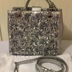 Michael Kors Flora Burst Small Satchel Silver