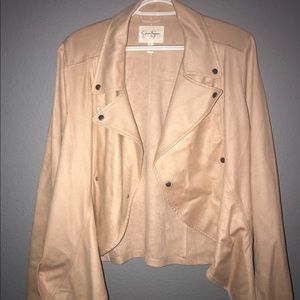 Blush pink faux leather jacket
