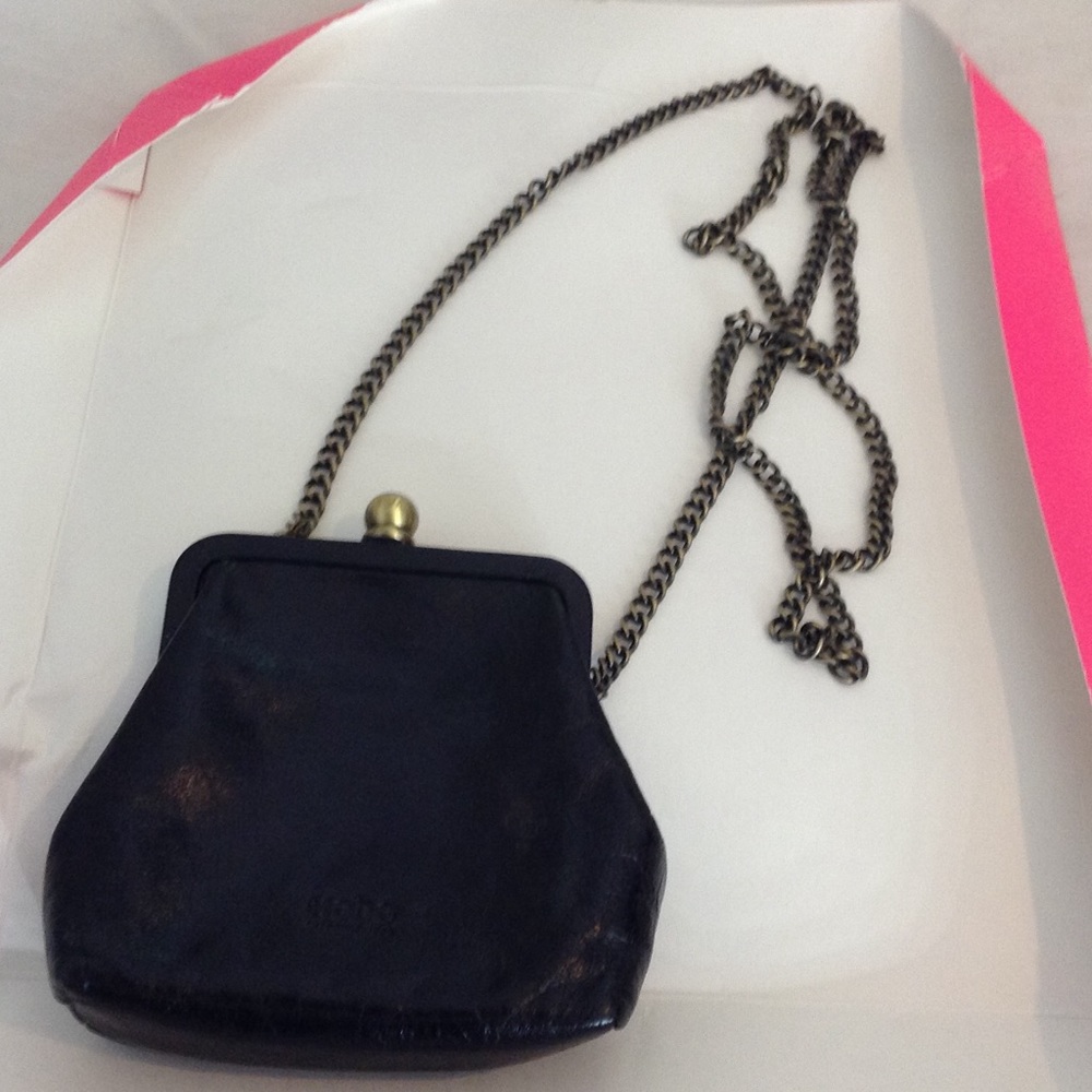 Hobo Genuine Black Crossbody Leather Coin Purse