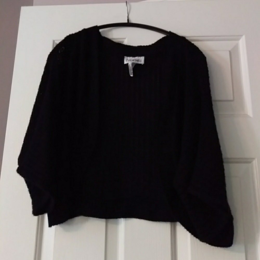 Periwinkle Black Half sleeve shrug cover up