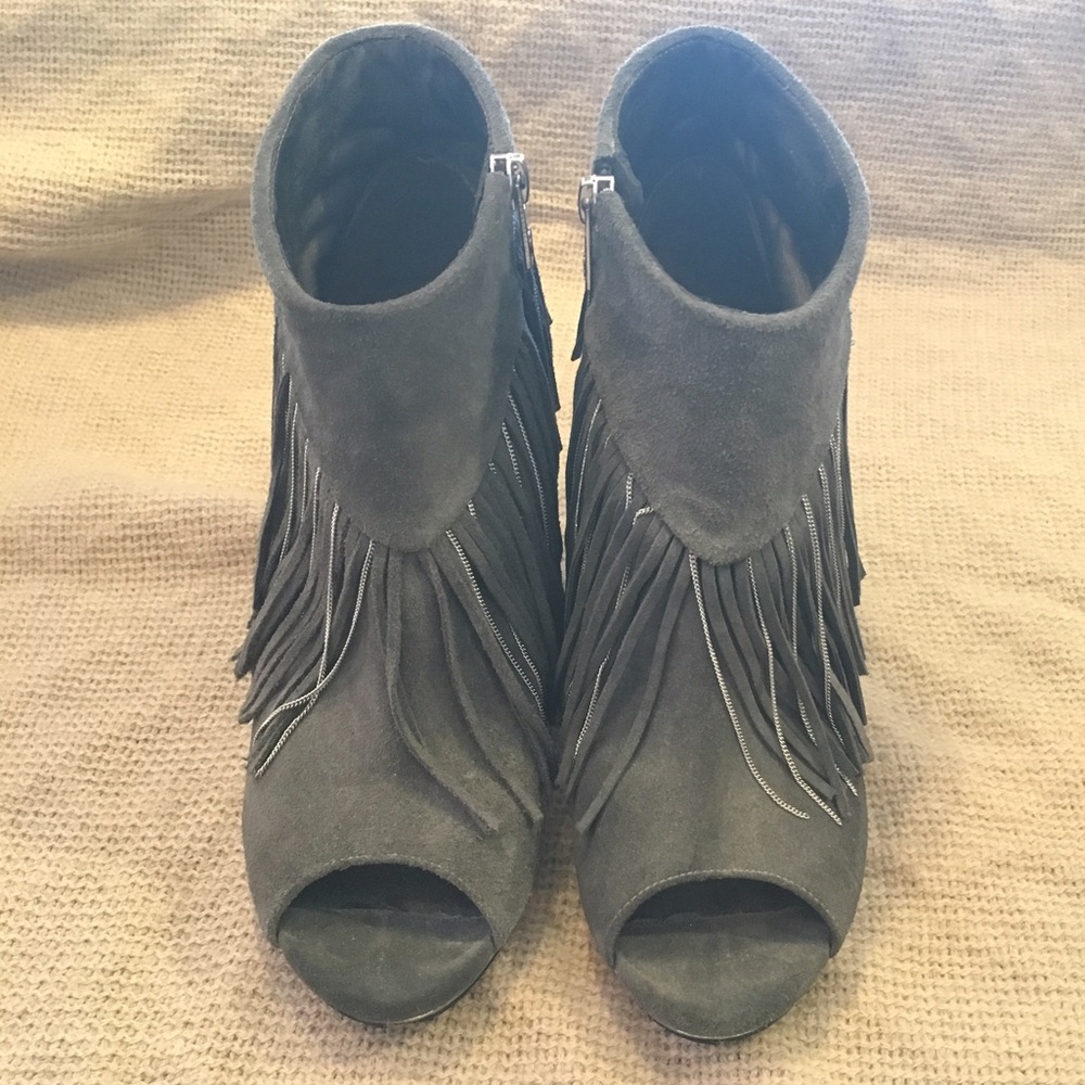 Gray Moccasin heels