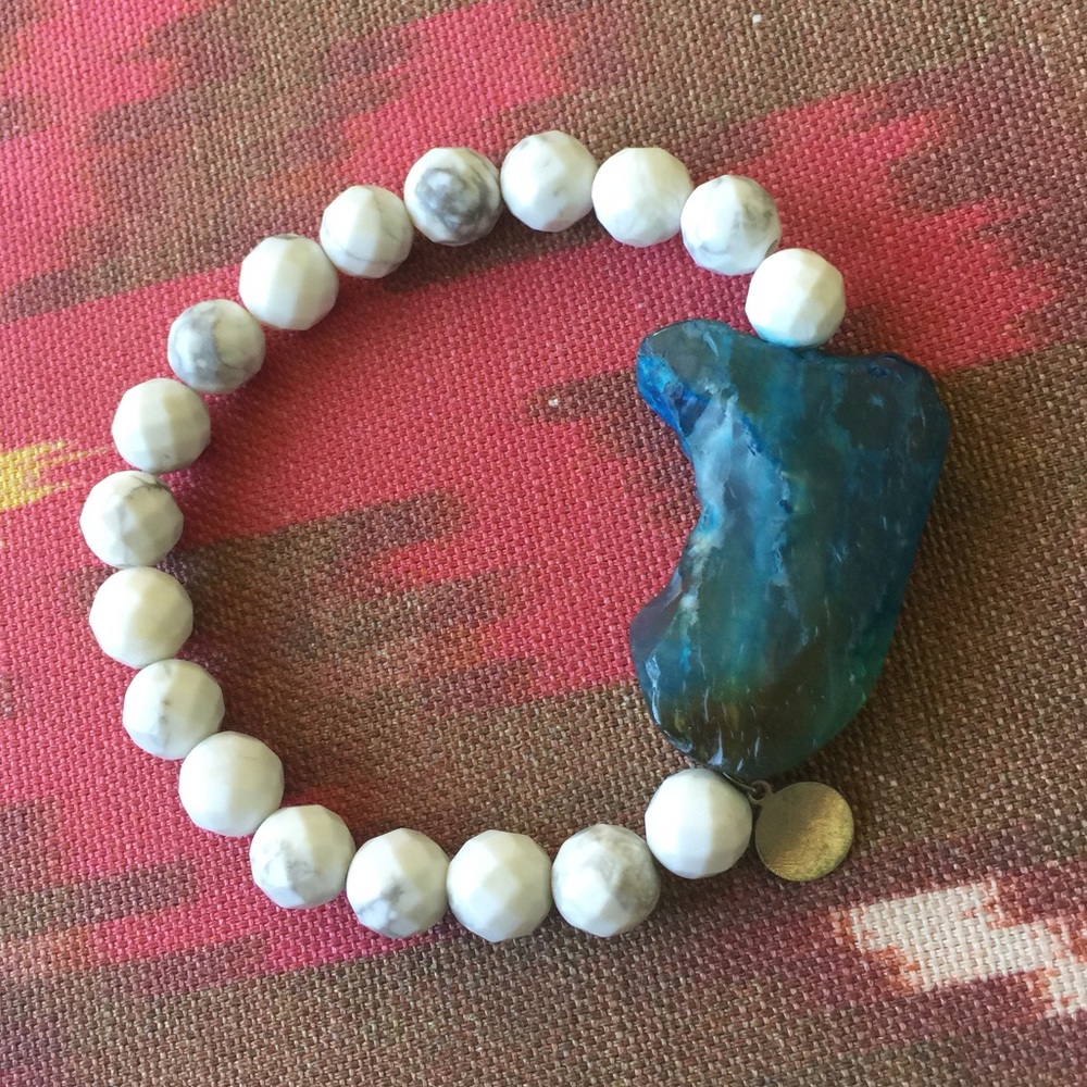 Blue druzy drop bracelet