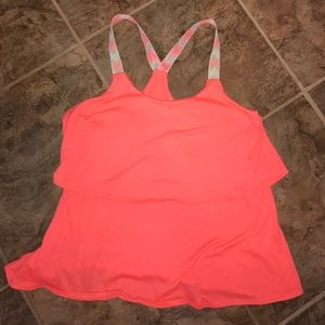 Bright peach razorback tank Aztec straps