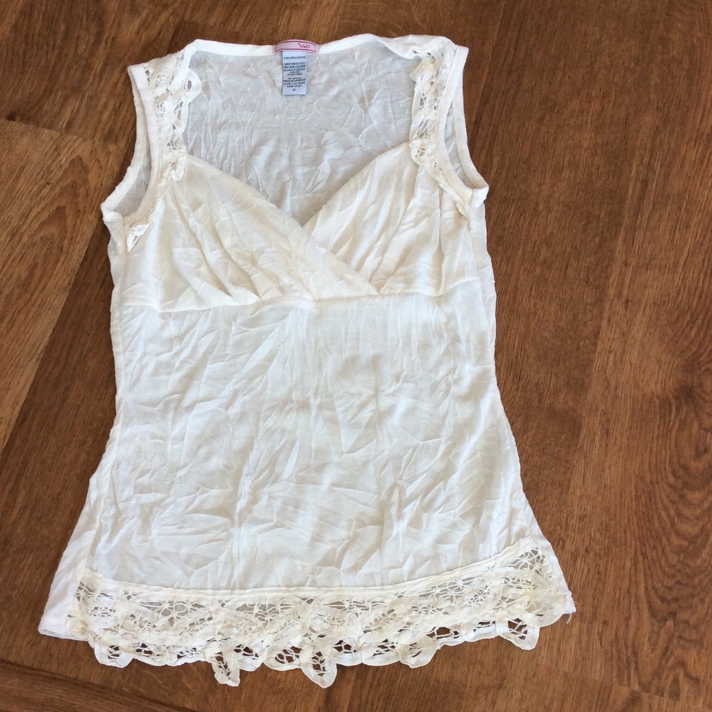Vol. 1 Cream tank top with crochet detail