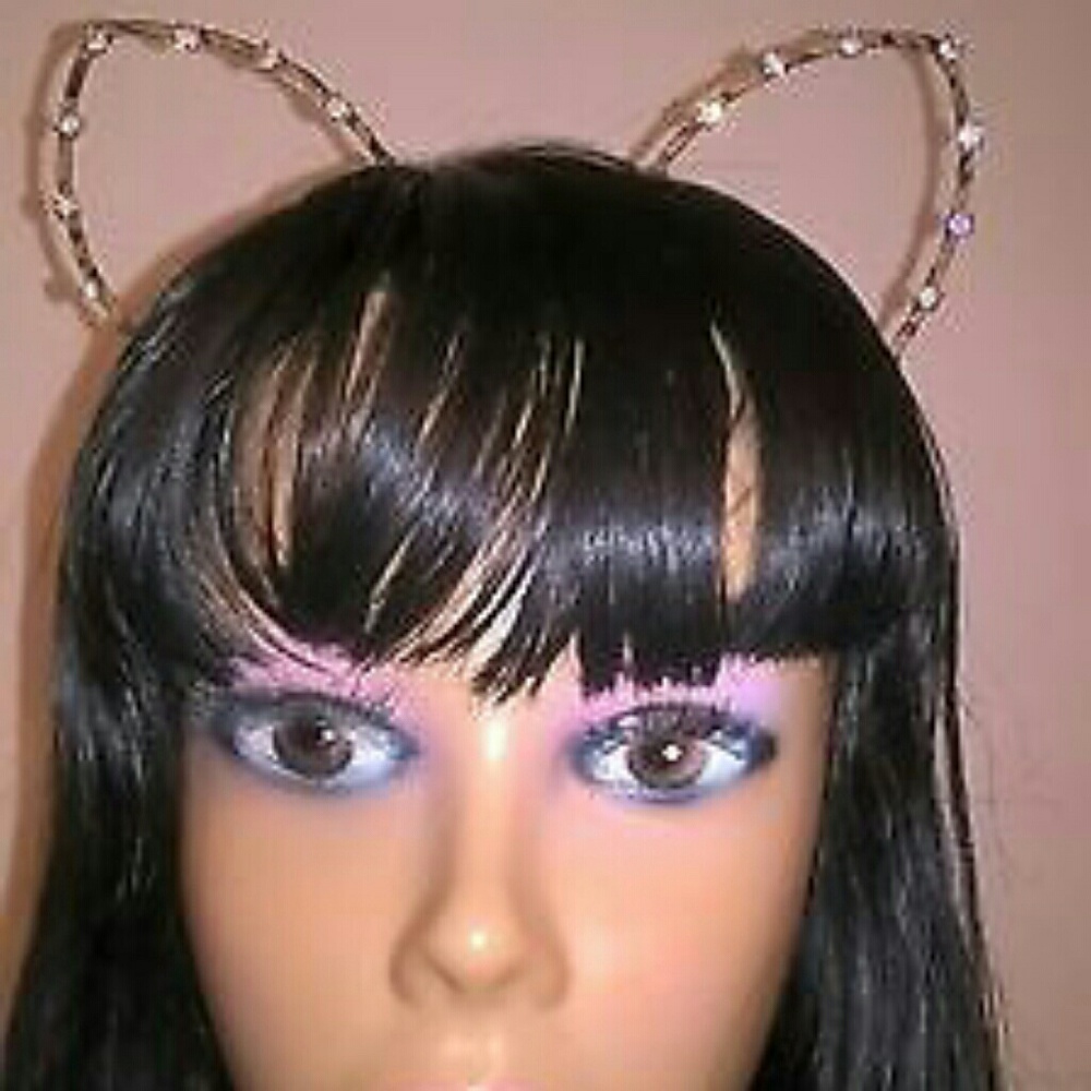 Leopard Print Cute Crystal Kitty Ears Headband