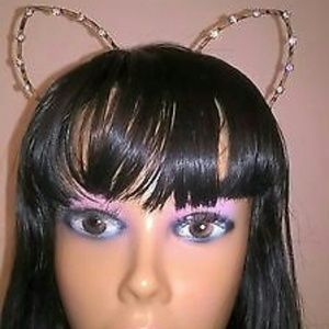 Leopard Print Cute Crystal Kitty Ears Headband