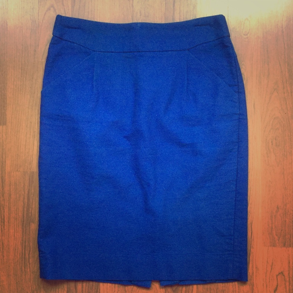 J.Crew Cobalt Blue Cotton Pencil Skirt Sz 0