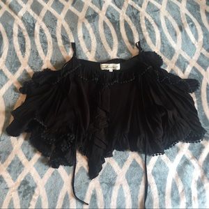 Cropped ruffled top