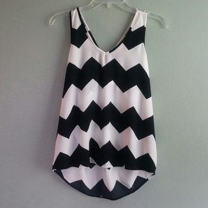 Zig Zag Black & White striped top