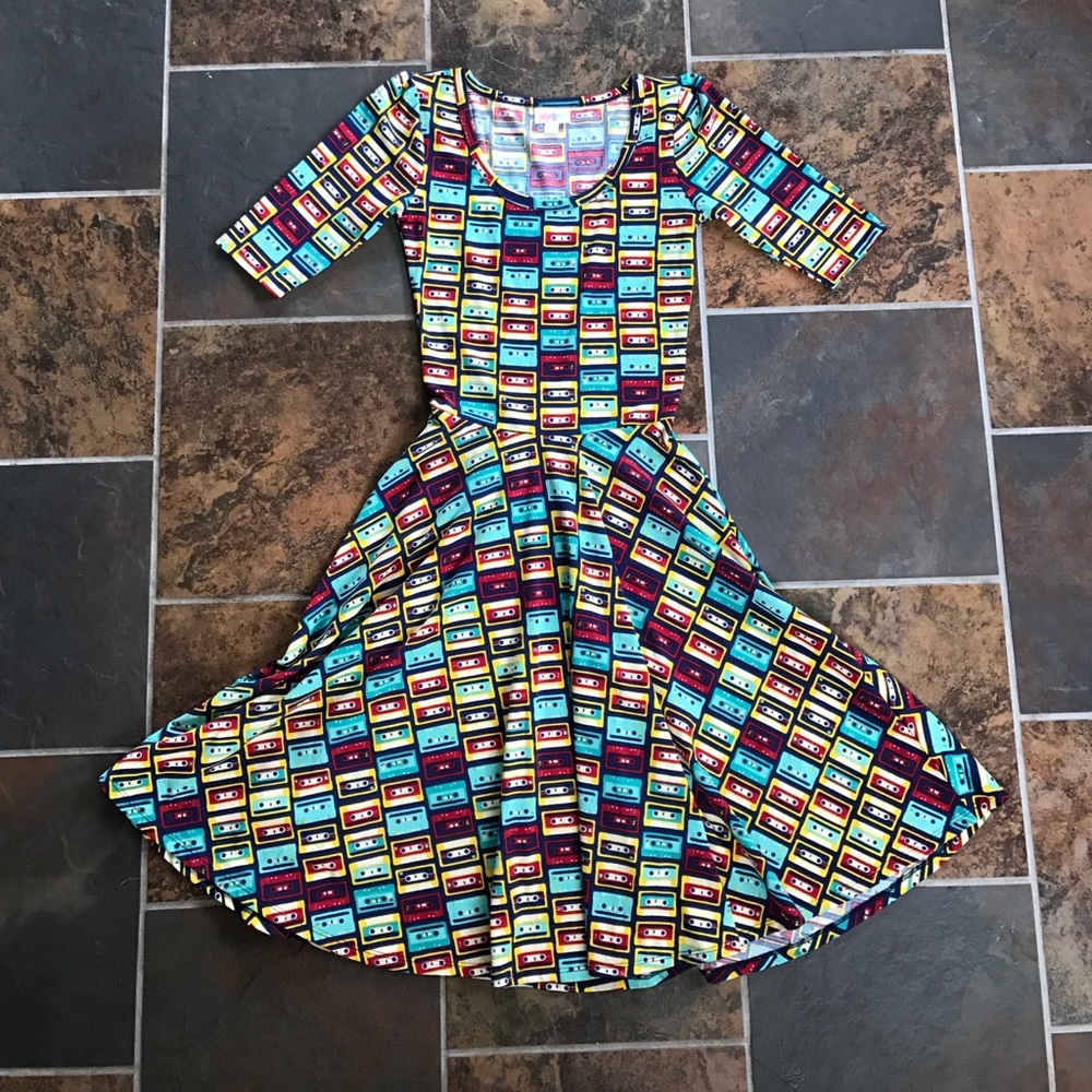 Lularoe 'Nicole' Dress - Cassette Tape Print - XXS