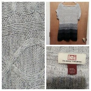 Light Grey to Black Short Sleeved Sweater