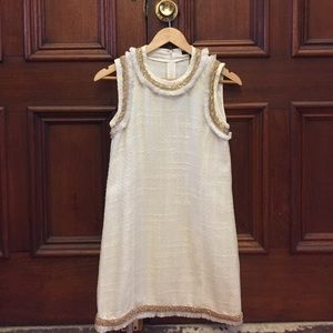 Cream and gold chain tweed dress