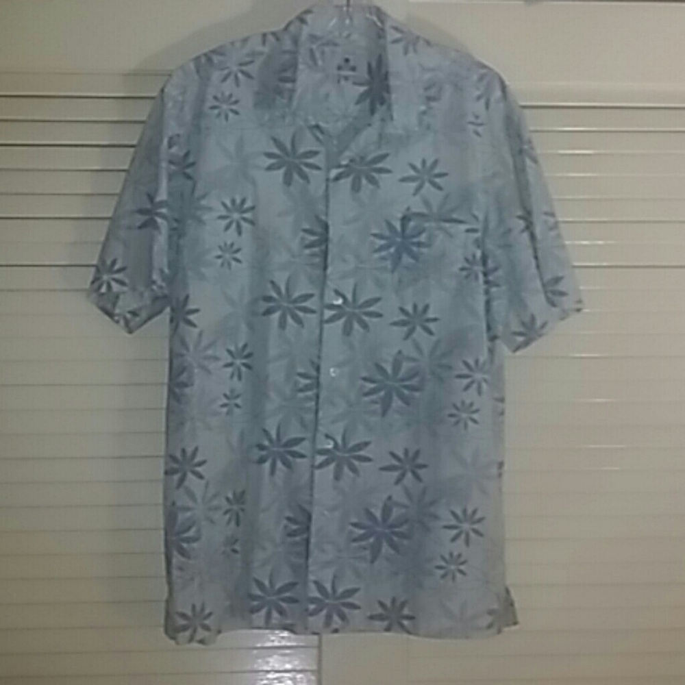Mens L Casual Cotton SS Button Shirt