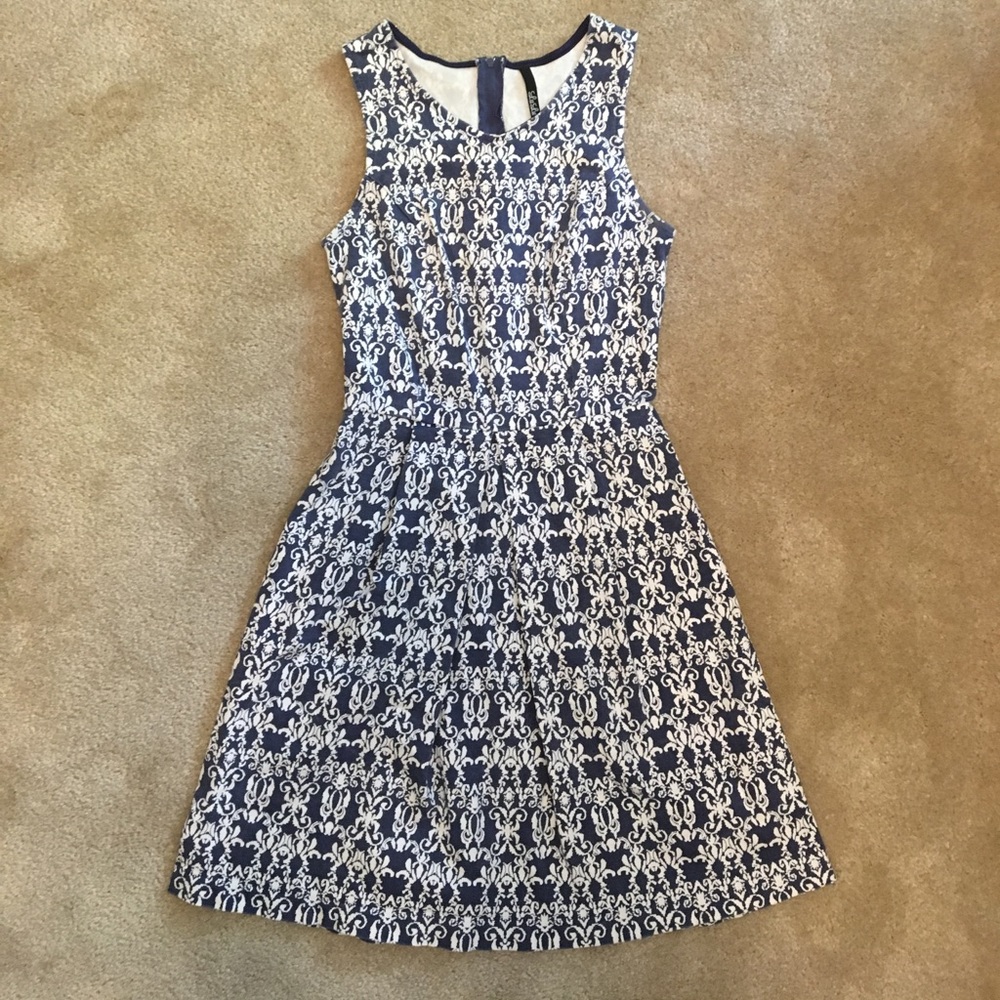 Blue and White Pleated Lulu's Dress