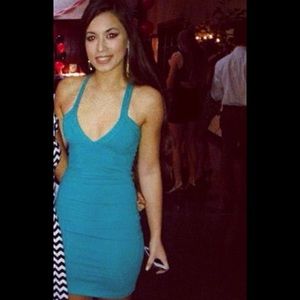 Aqua tight bodycon dress